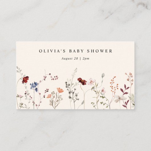 Boho Wildflower Bijen Baby shower Boekaanvraag Informatiekaartje (Achterkant)