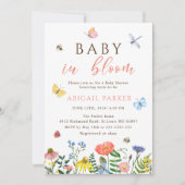 Boho Wildflower Bijen Baby shower Invitation Kaart (Voorkant)