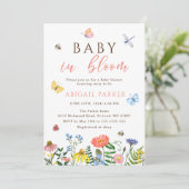 Boho Wildflower Bijen Baby shower Invitation Kaart (Staand voorkant)