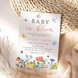 Boho Wildflower Bijen Baby shower Invitation Kaart