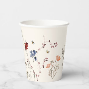 Boho Wildflower Bijen Baby shower Papieren Bekers