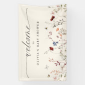 Boho Wildflower Bijen Baby shower Welkomstbord Spandoek (Verticaal)