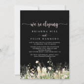 Boho Wildflower Black Elopement Receptie Kaart (Voorkant)