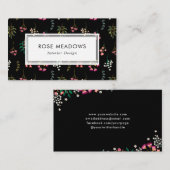 Boho Wildflower Black Visitekaartje (Voorkant / Achterkant)