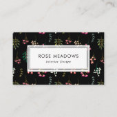 Boho Wildflower Black Visitekaartje (Voorkant)