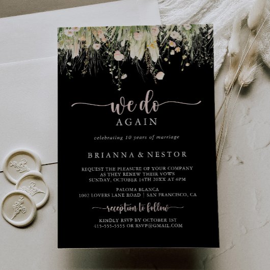 Boho Wildflower Black We Do Again Gelofte Vernieuw Kaart