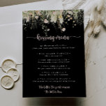 Boho Wildflower Black Wedding Kissing Menu Spel<br><div class="desc">Deze boho wildflower zwarte bruiloft kussen menu spel kaart is perfect voor een rustieke bruiloft receptie. Het ontwerp is voorzien van waterverf roze,  blush,  geel en witte wilde bloemen gerangschikt in elegante boeketten.</div>