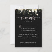 Boho Wildflower Black Wedding Menu Keuzemenu RSVP (Voorkant)