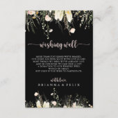 Boho Wildflower Black Wedding Wishing Well Informatiekaartje (Voorkant)