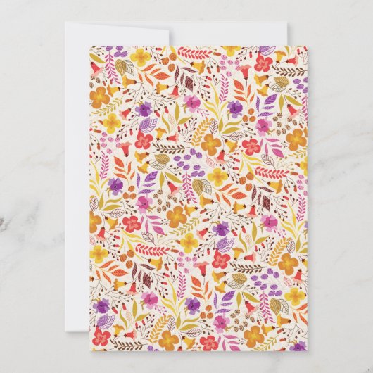 Boho Wildflower Bladgroen Bruiloft repetitie diner Kaart (Achterkant)