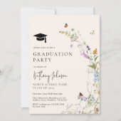 Boho Wildflower Bloemen Afstudeerfeest Kaart (Voorkant)