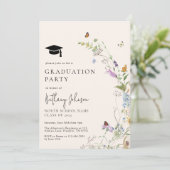 Boho Wildflower Bloemen Afstudeerfeest Kaart (Staand voorkant)