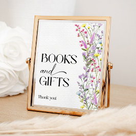 Boho Wildflower Bloemen Baby shower Boeken en gesc Poster