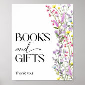 Boho Wildflower Bloemen Baby shower Boeken en gesc Poster (Voorkant)