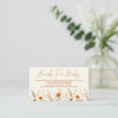 Boho Wildflower Bloemen Baby shower Boeken voor Ba Informatiekaartje (Staand voorkant)