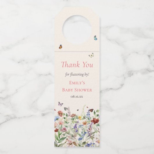Boho Wildflower Bloemen Baby shower Flessenhanger (Voorkant)