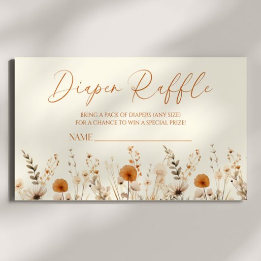 Boho Wildflower Bloemen Baby shower Luier Raffle Informatiekaartje