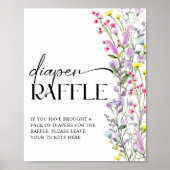 Boho Wildflower Bloemen Baby shower Luier Raffle Poster (Voorkant)