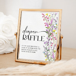 Boho Wildflower Bloemen Baby shower Luier Raffle Poster