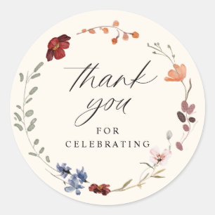 Boho Wildflower Bloemen Baby shower Ronde Sticker