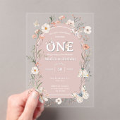 Boho Wildflower Bloemen Baby Verjaardag Acryl Uitnodigingen (Insitu (Draagbaar))