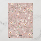 Boho Wildflower Bloemen Baby Verjaardag Folie Uitnodiging (Achterkant)