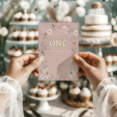 Boho Wildflower Bloemen Baby Verjaardag Folie Uitnodiging