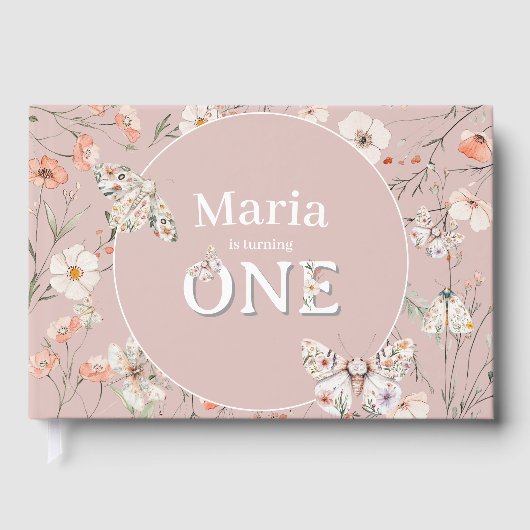 Boho Wildflower Bloemen Baby Verjaardag Gastenboek (Voorkant)