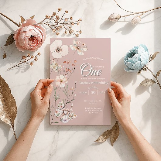 Boho Wildflower Bloemen Baby Verjaardag Kaart