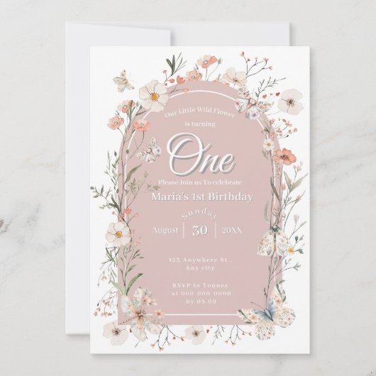 Boho Wildflower Bloemen Baby Verjaardag Kaart (Voorkant)