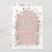 Boho Wildflower Bloemen Baby Verjaardag Kaart (Voorkant / Achterkant)