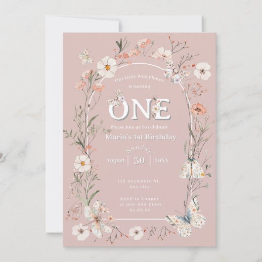 Boho Wildflower Bloemen Baby Verjaardag Kaart (Voorkant)