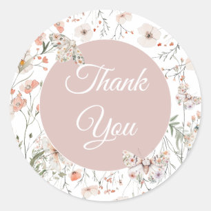 Boho Wildflower Bloemen Baby Verjaardag Ronde Sticker