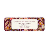 Boho Wildflower Bloemen Bourgogne Cream Wedding Etiket (Voorkant)