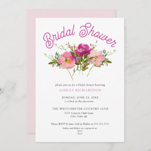 Boho Wildflower Bloemen Bruidsdouche Uitnodiging (Voorkant / Achterkant)