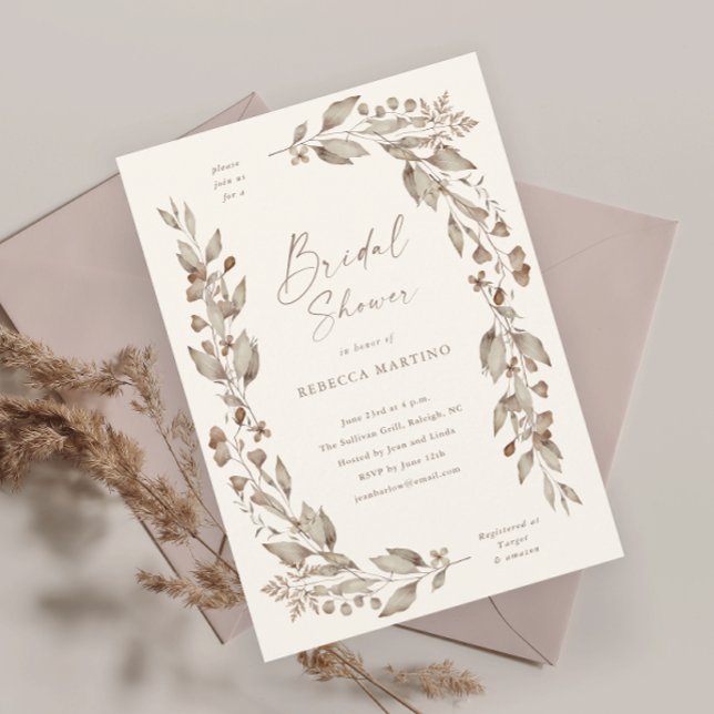 Boho Wildflower Bloemen Bruiloft Bruidsfeest  (Boho wildflower floral elegant ivory wedding bridal shower invitation magnetic card.)