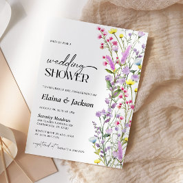 Boho Wildflower Bloemen Bruiloft Douche Minimalist Kaart