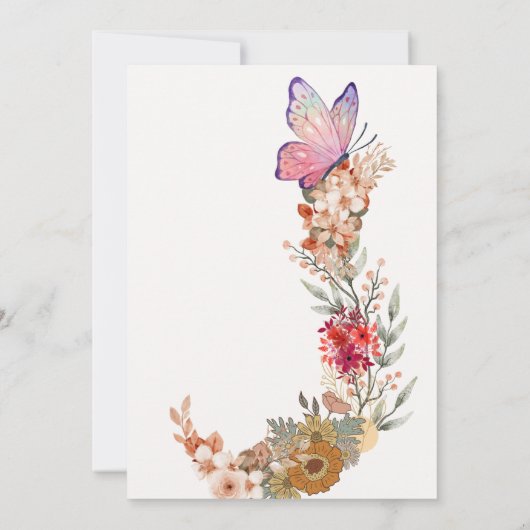 Boho Wildflower Bloemen Bruiloft Uitnodiging (Achterkant)