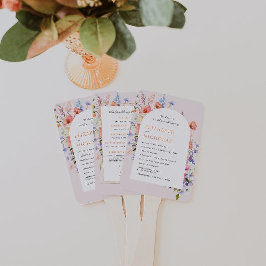 Boho Wildflower |  Bloemen Bruiloftsprogramma Handwaaier