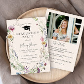 Boho Wildflower Bloemen Foto Afstudeerfeest Kaart