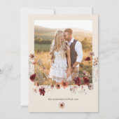 Boho Wildflower Bloemen Fotobruiloft Save The Date (Achterkant)
