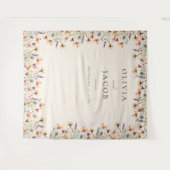 Boho Wildflower Bloemen Huwelijksfoto Achtergrond Wandkleed (Voorkant (horizontaal))