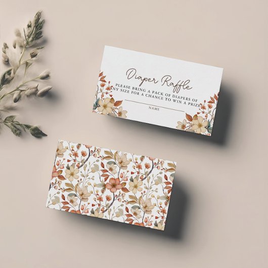 Boho Wildflower Bloemen Luier Raffle Baby shower Informatiekaartje