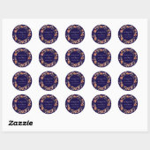 Boho Wildflower Bloemen Marine Blauw Huwelijk Ronde Sticker (Vel)