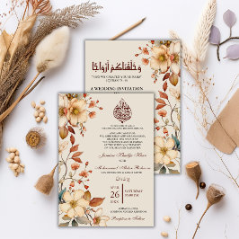 Boho Wildflower Bloemen Moslim bruiloft Nikah Kaart