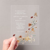 Boho Wildflower Bloemen QR Code Foto Huwelijk Acryl Uitnodigingen (Insitu (Draagbaar))