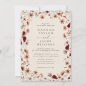 Boho Wildflower Bloemen QR Code RSVP Huwelijk Kaart (Voorkant)