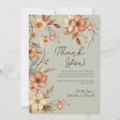 Boho Wildflower Bloemen Salie Groen Baby shower Bedankkaart (Voorkant)