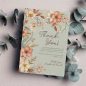 Boho Wildflower Bloemen Salie Groen Baby shower Bedankkaart