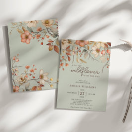 Boho Wildflower Bloemen Salie Groen Baby shower Kaart